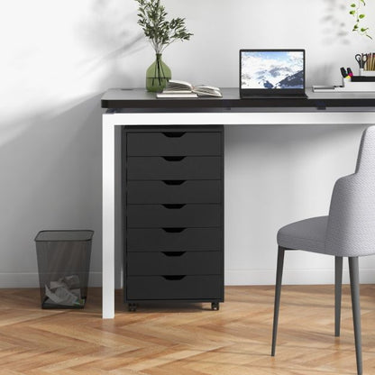 Mobile File Cabinet on Wheels with 7 Drawers-Black