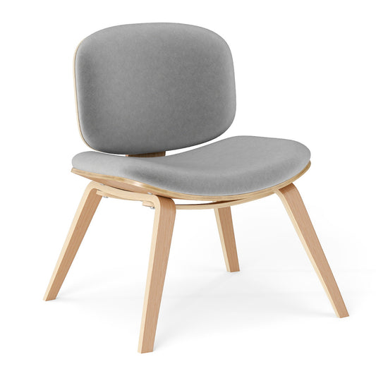 Modern Accent Chair with Curved Backrest and Padded Seat-Oak