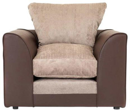 Dylan Chenille Fabric Corner Sofa in Brown and Beige