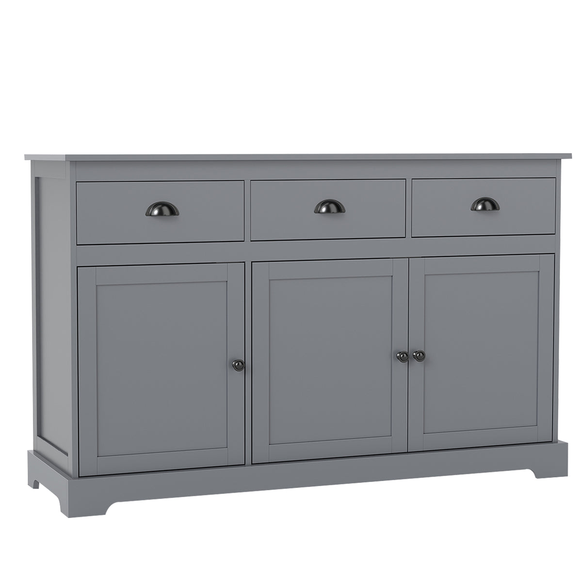 Modern Buffet Sideboard 136cm Storage Cabinet with 3 Drawers-Grey