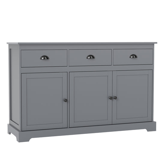 Modern Buffet Sideboard 136cm Storage Cabinet with 3 Drawers-Grey