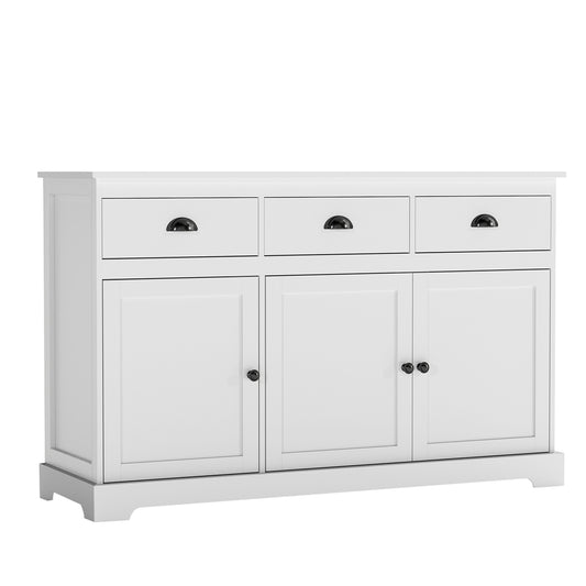 Modern Buffet Sideboard 136cm Storage Cabinet with 3 Drawers-White