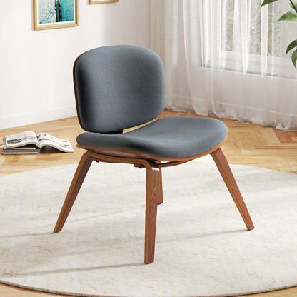 Modern Accent Chair with Curved Backrest and Padded Seat-Walnut