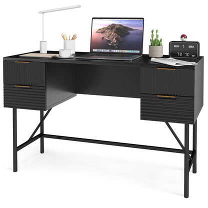 Modern Computer Desk with 4 Drawers and Storage-Black