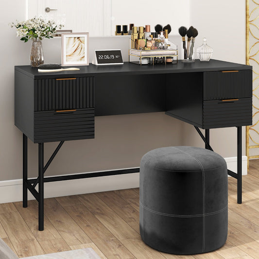 Modern Computer Desk with 4 Drawers and Storage-Black