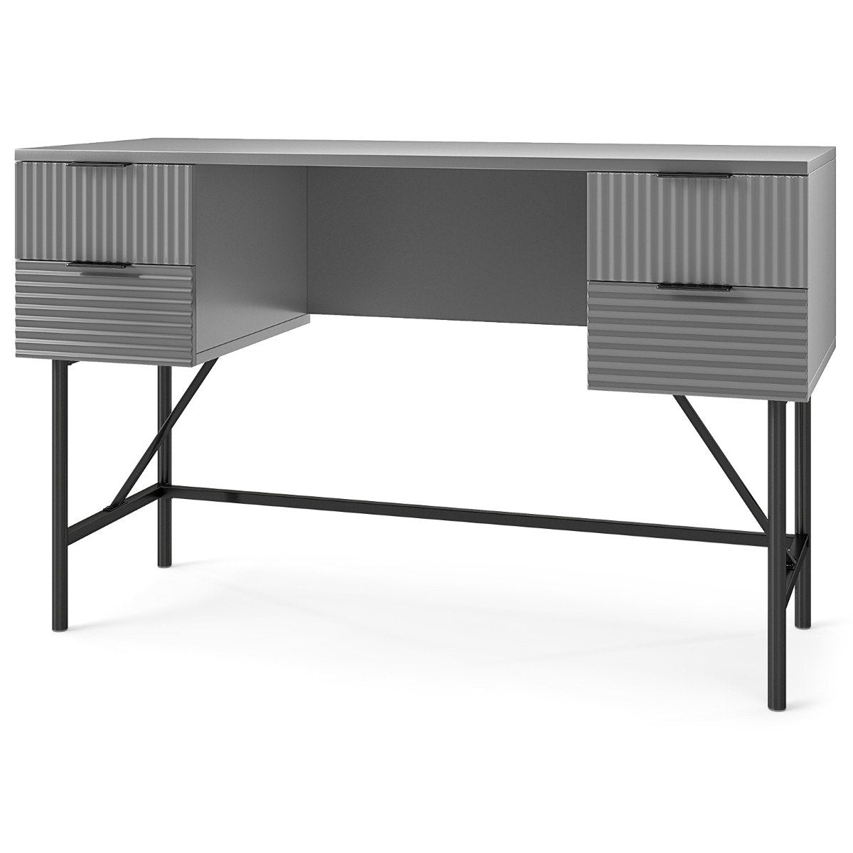 Modern Computer Desk with 4 Drawers and Storage-Grey