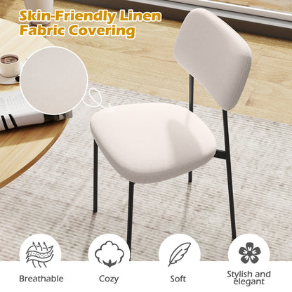 Modern Linen Fabric Dining Chair Set of 4-White