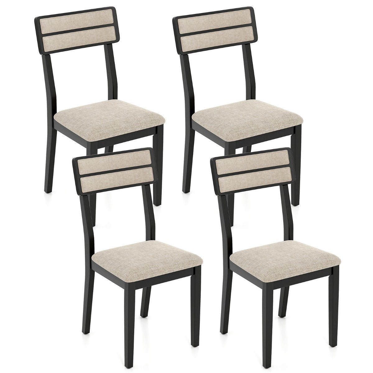 Modern Dining Chairs Set of 4 Upholstered Armless Accent Side Chairs-Black-Set of 4
