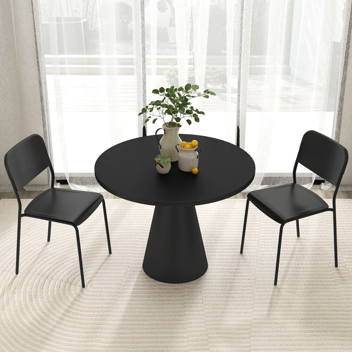 Modern Dining Chairs Set of 4 with Tilted Backrest and Sturdy Metal Legs-Black