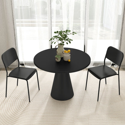 Modern Dining Chairs Set of 4 with Tilted Backrest and Sturdy Metal Legs-Black