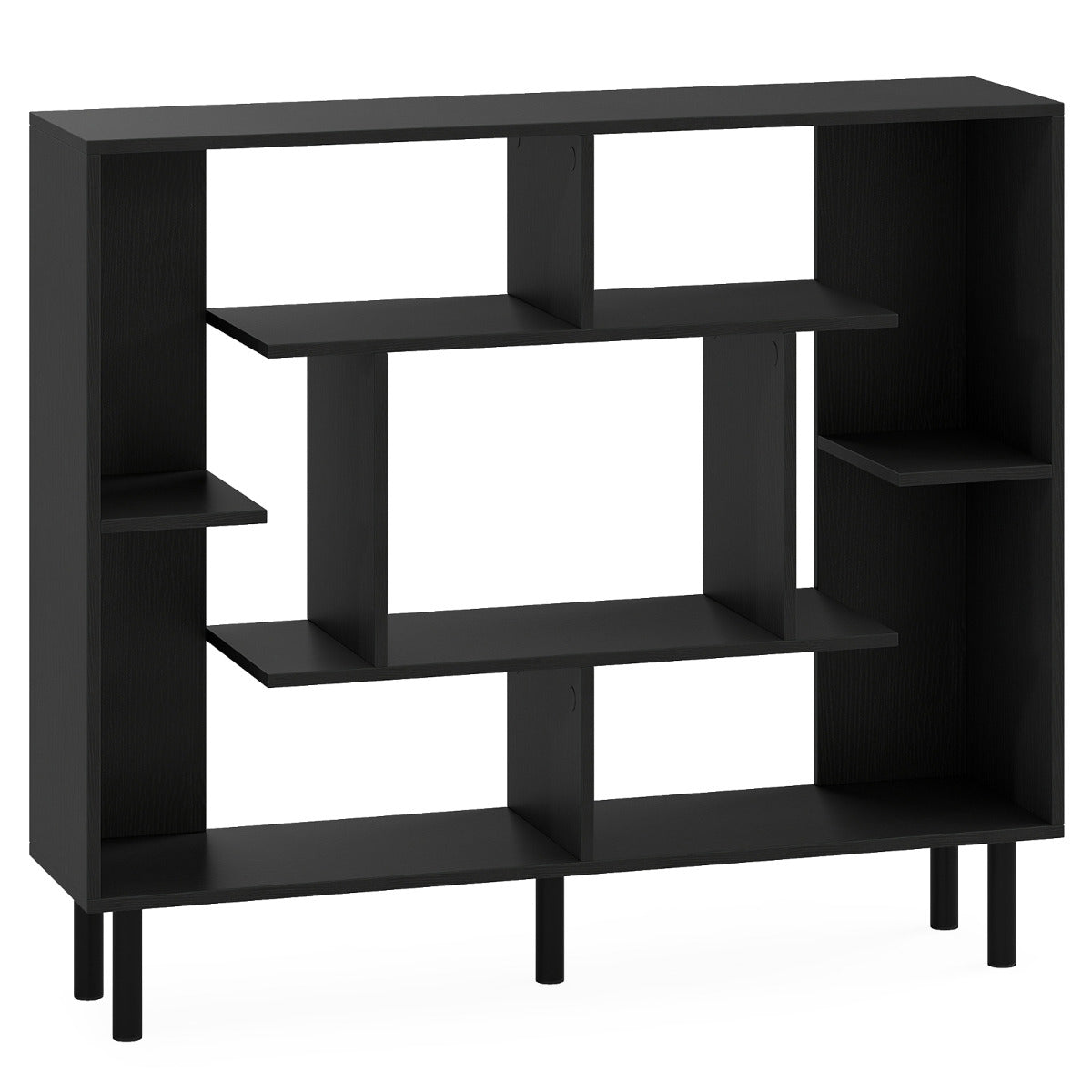 Modern Geometric Bookcase with Anti-tipping Devices-Black