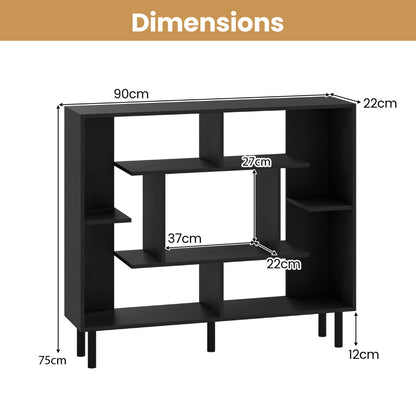 Modern Geometric Bookcase with Anti-tipping Devices-Black