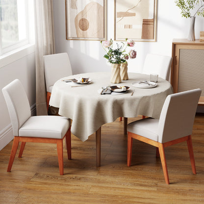 Modern Kitchen Chair Set of 2 with Rubber Wood Legs and Padded Seat-Beige