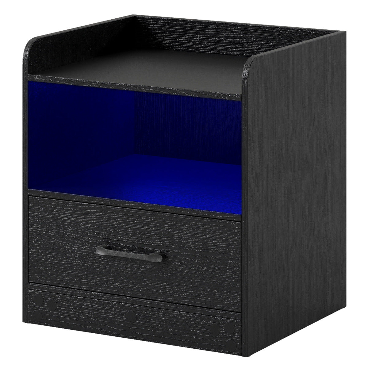 Modern Nightstand with Drawer and Open Shelf for Living Room and Bedroom-Black