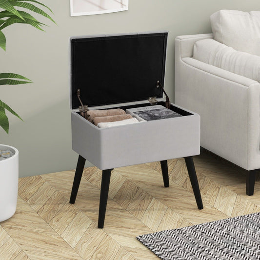 Modern Upholstered Flip Top Velvet Storage Ottoman Footrest-Grey