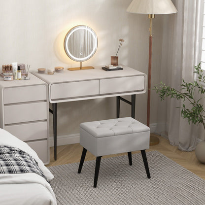 Modern Upholstered Flip Top Velvet Storage Ottoman Footrest-Grey