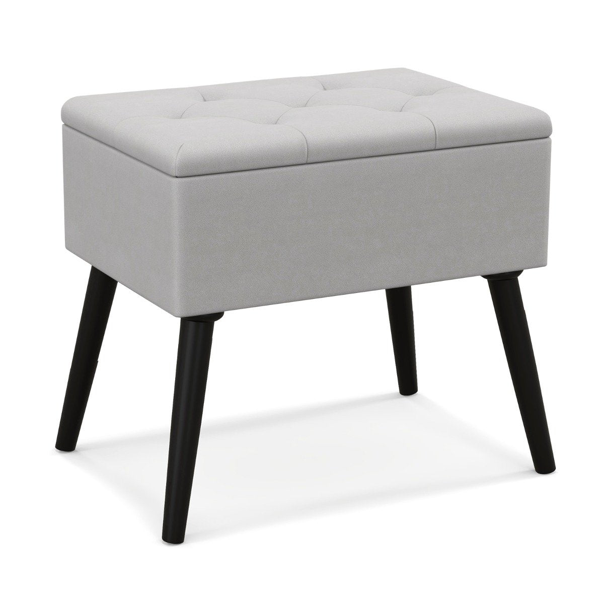 Modern Upholstered Flip Top Velvet Storage Ottoman Footrest-Grey