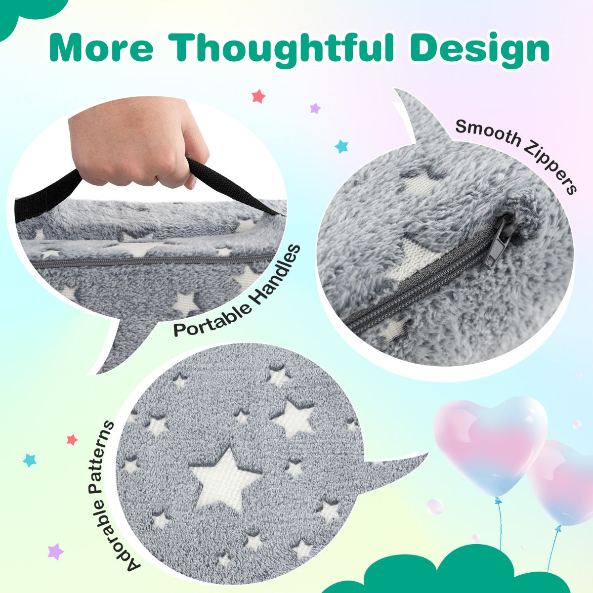 Modular Kids Play Couch Set with Machine-washable Flannel Covers-Grey