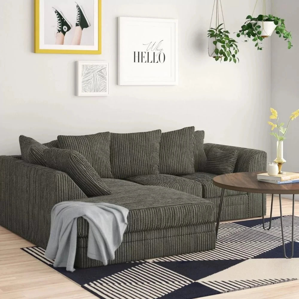 Mona Jumbo Cord Grey Corner Sofa
