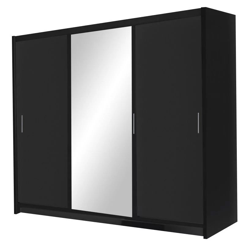 Monaco Mirrored Sliding Door Wardrobe - Black, White, Wenge, Oak, Walnut