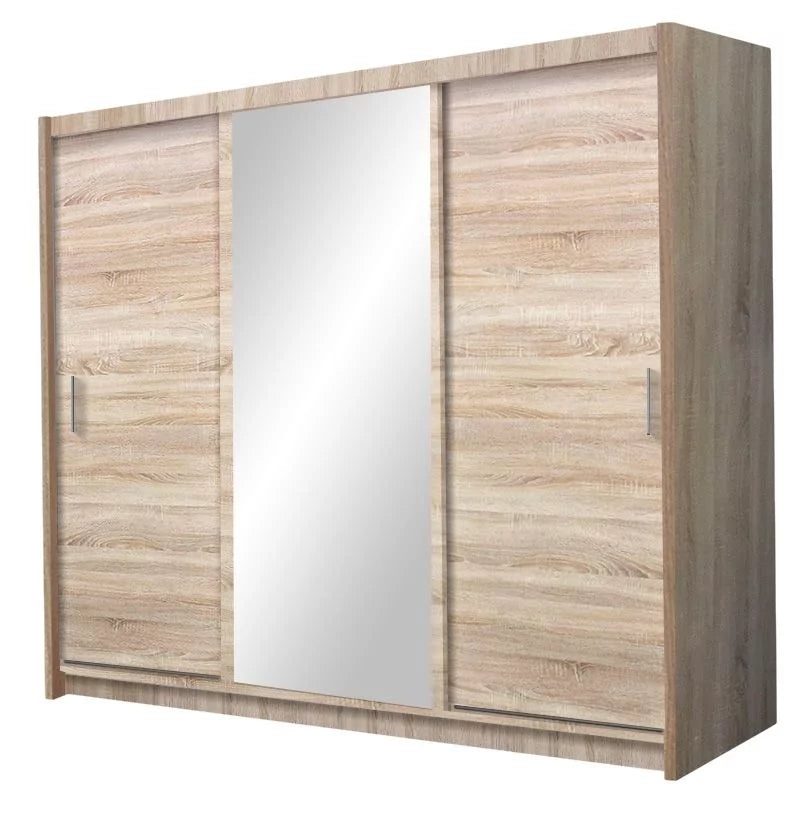 Monaco Mirrored Sliding Door Wardrobe - Black, White, Wenge, Oak, Walnut