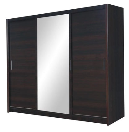 Monaco Mirrored Sliding Door Wardrobe - Black, White, Wenge, Oak, Walnut