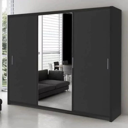 Monaco Mirrored Sliding Door Wardrobe - Black, White, Wenge, Oak, Walnut