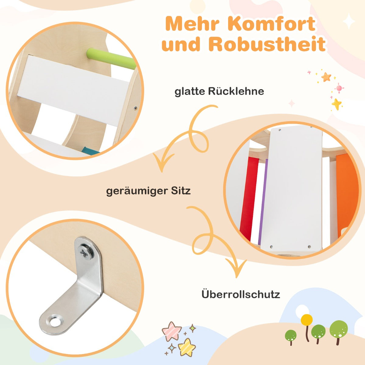 2-in-1 Rocking Horse Arch for Kids with Rocker-Natural