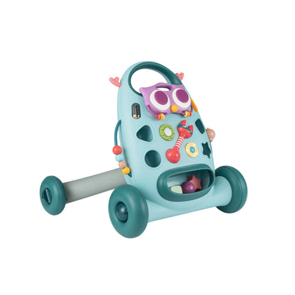 Montessori Baby Walker Toddler Educational Push Toy with Removable Oval Player and Shape Sorter-Blue