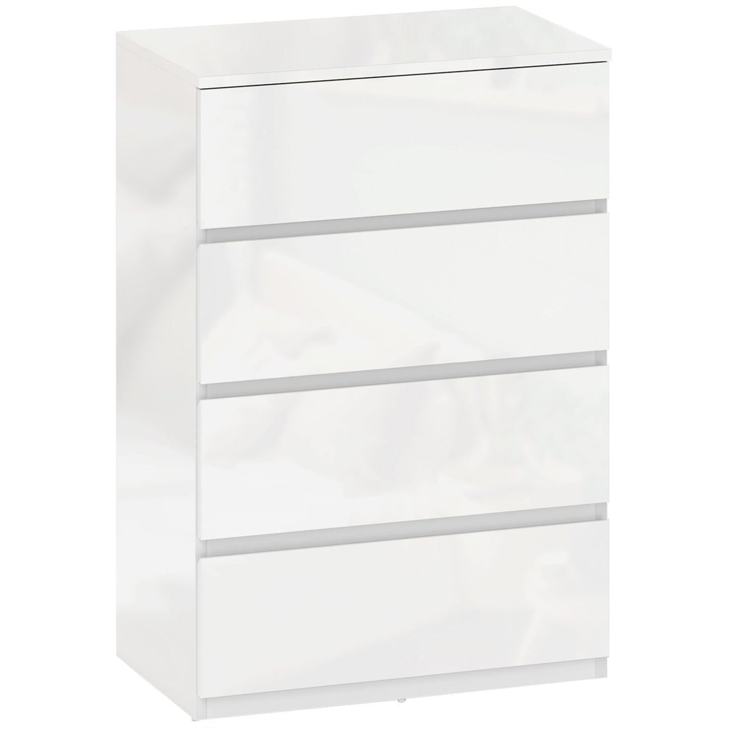 HOMCOM High Gloss Chest of Drawers, 4-Drawer Storage Cabinets, Modern Dresser for Bedroom, White