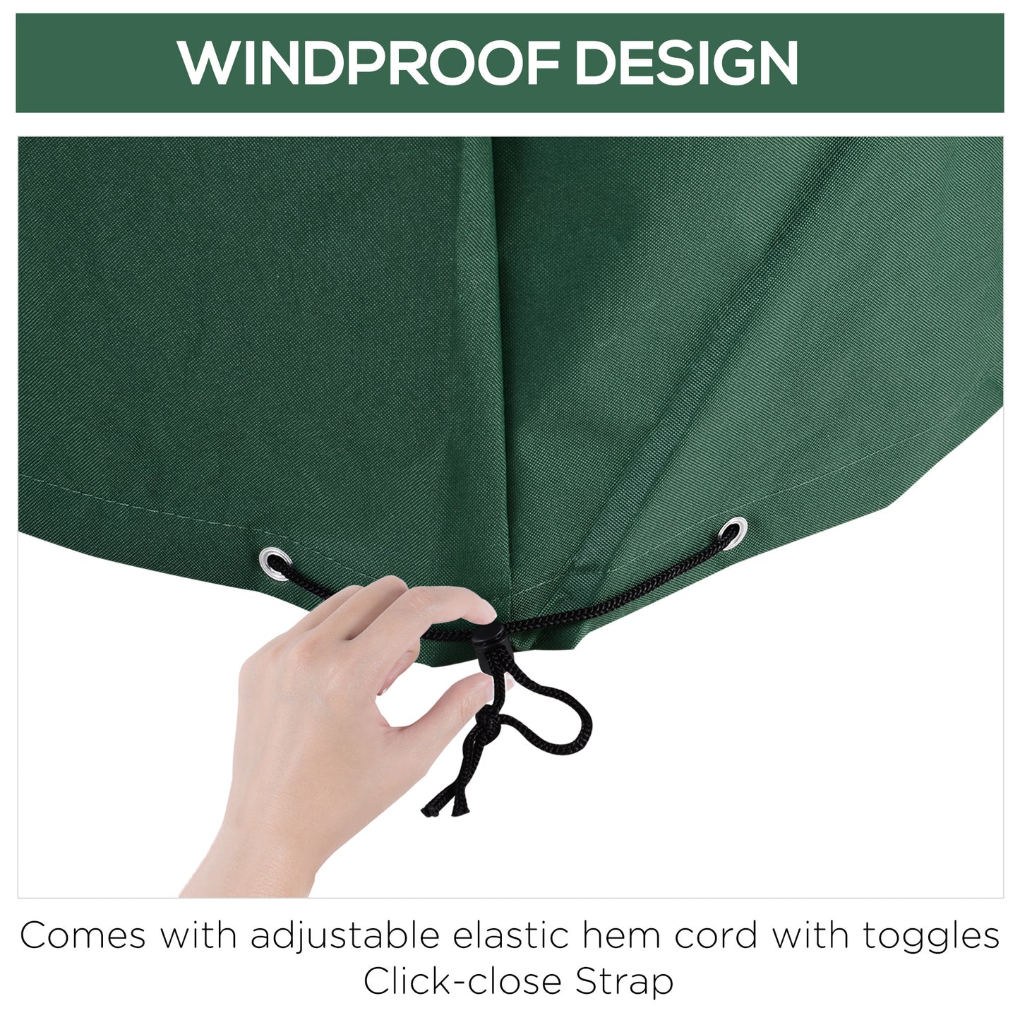 Outsunny Outdoor Garden Furniture Cover Waterproof, Anti-UV 600D Heavy Duty Oxford Fabric Patio Furniture Cover for Rectangular Sofa Table Set, Green, 245 x 165 x 55 cm