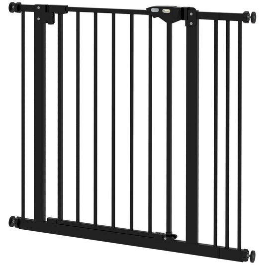 PawHut Metal 74-87cm Wide Adjustable Dog Gate Black