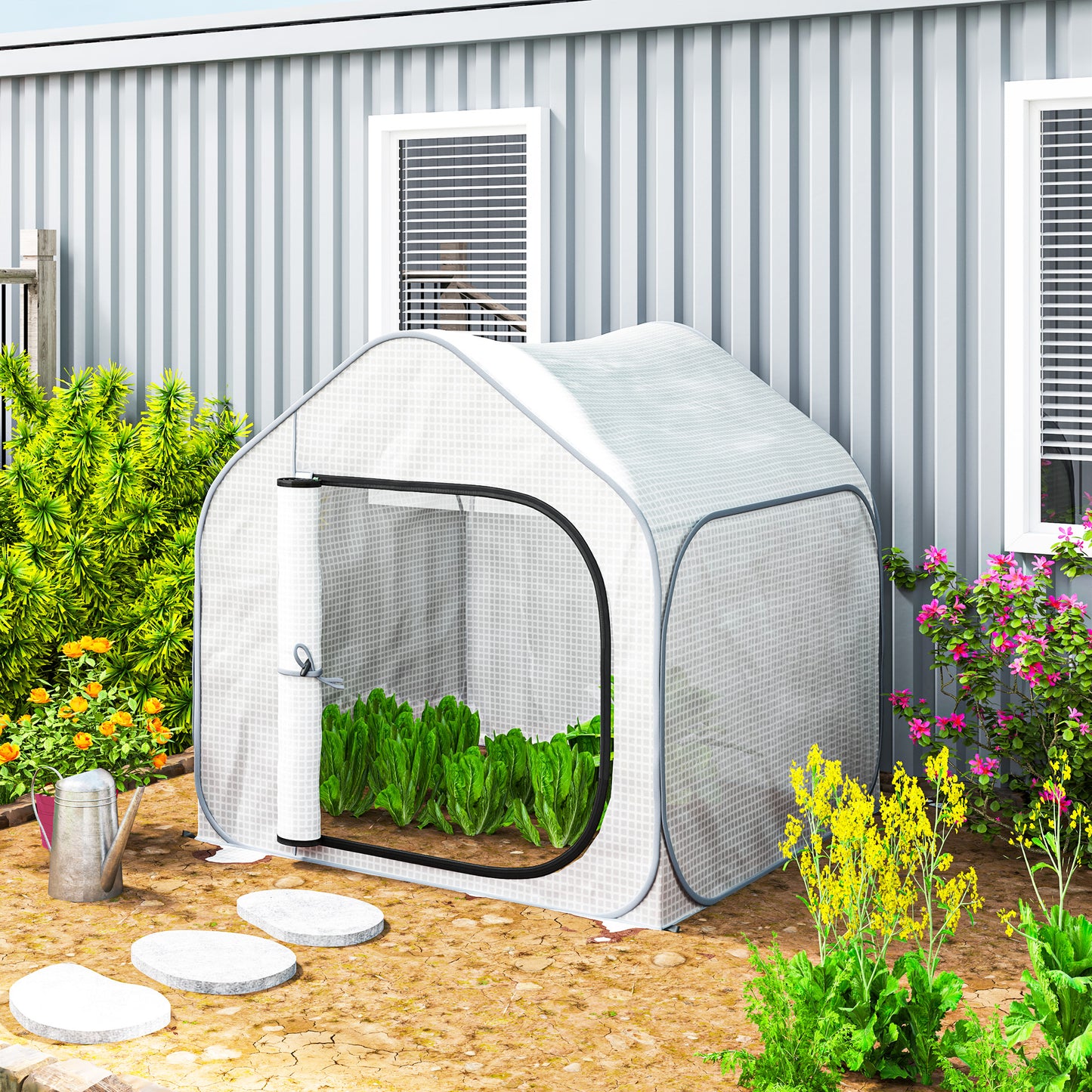 Outsunny 150 x 148cm Pop-Up Szklarnia - Biała