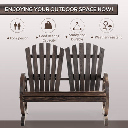 Outsunny Fir Logs Love Seats z podłokietnikami w kształcie kółek, duży fotel nośny, naturalne usłojenie drewna