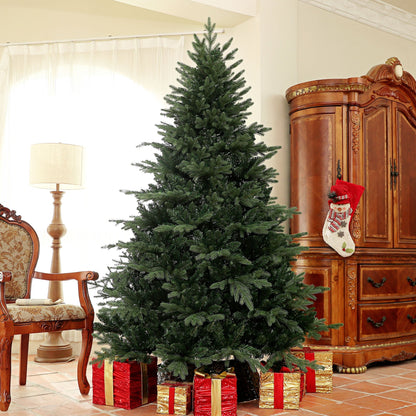 HOMCOM 7ft Artificial Spurce Christmas Tree with 3116 Branch Tips and Foldable Steel Base, Realistic Hinged Xmas Tree, Holiday DŽcor for Home Office, Green