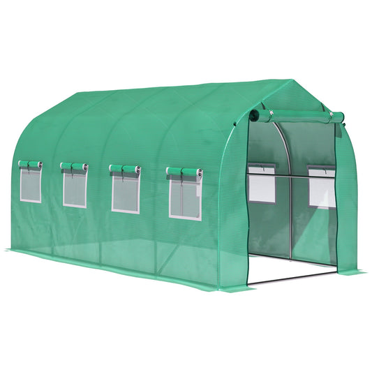 Outsunny Galvanised Frame Polytunnel Greenhouse with Windows and Door for Garden, Backyard (4 x 2M)