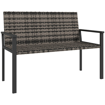 Outsunny Two-Seater Rattan Bench - Mixed Grey
