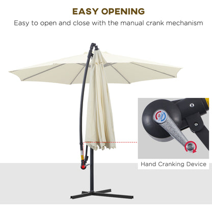 Outsunny 3 m Parasol ogrodowy parasol przeciwsłoneczny Banan wiszący zestaw rattanowy parasol wspornikowy - kremowo-biały