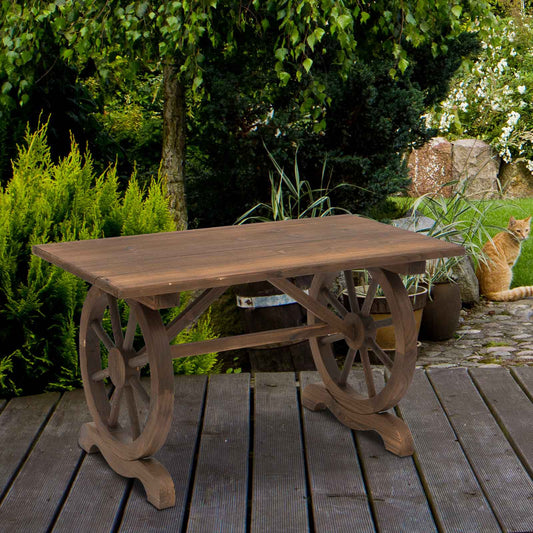 Stolik kawowy Outsunny Outdoor Garden, stół jadalny, biurko wystawowe na patio, naturalne drewno jodłowe, wodoodporny
