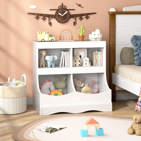 Multi-Bin Toy Storage Cabinet for Children's Room and Playroom-White