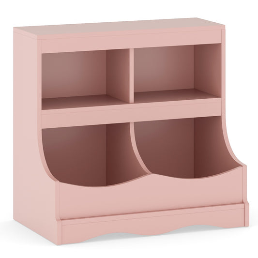 Multi-Bin Toy Storage Cabinet for Children's Room and Playroom-Pink