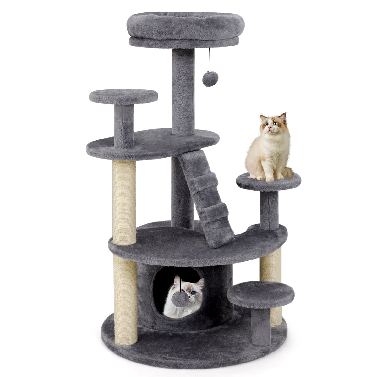 Multi-level Kitty Tower with Padded Perch and Scratching Posts-Grey