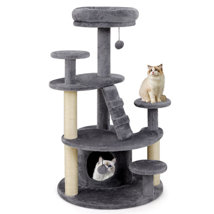 Multi-level Kitty Tower with Padded Perch and Scratching Posts-Grey