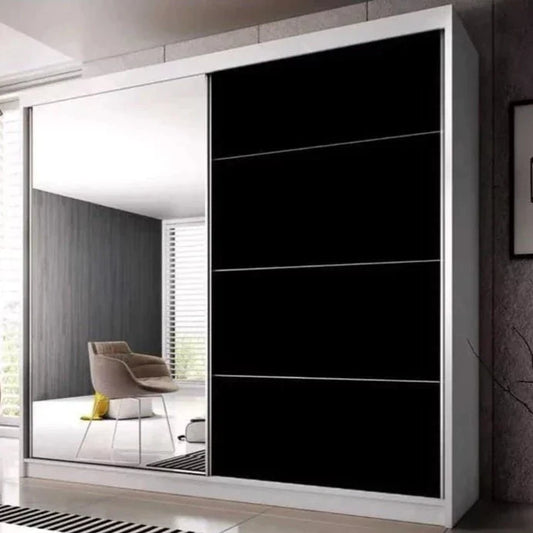 Malta-31 Sliding Mirror Door Wardrobe 183cm - White Matt