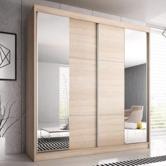 Mable-XIV 2-Door Mirrored Sliding Wardrobe - Sonoma Oak