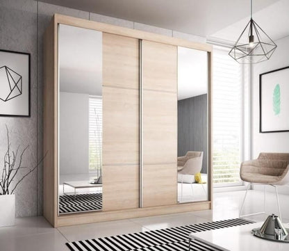 Mable-XIV 2-Door Mirrored Sliding Wardrobe - Sonoma Oak