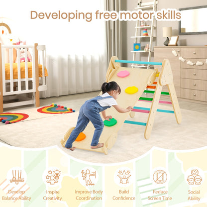 Multi-Functional Montessori Triangle Climbing Toy-Safe Wooden Playset for Toddlers 1+