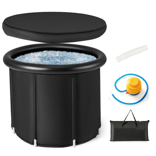 Multiple Layered Foldable Freestanding Bath Tub with Carry Bag-Black