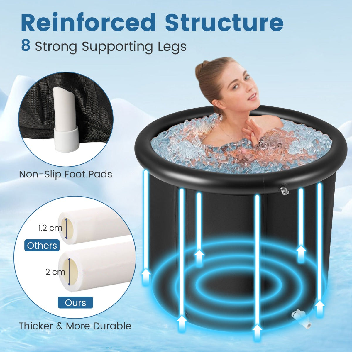 Multiple Layered Foldable Freestanding Bath Tub with Carry Bag-Black