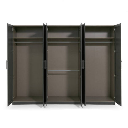 Contemporary 6 Door Closet - Charcoal